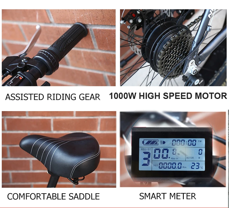 Powerful Electric Scooter 1500W1000W 2 Wheels Electric Bicycle 48V SnowBeach Off Road Fat Electrtic Bicycle Bike Adults  (17)