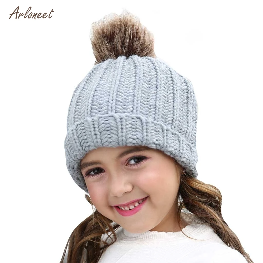ARLONEET Beanies/детская шапка с помпоном зимняя детская вязаная Милая для девочек и