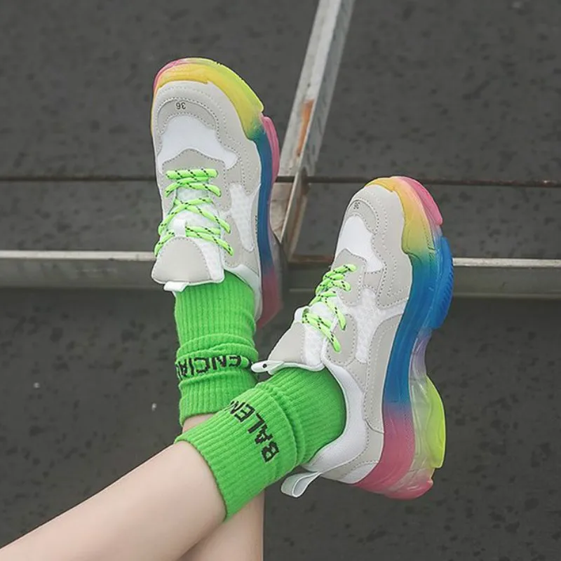 

Hip Hop Women's Chunky Sneakers Tenis Basket Women Casual Platform Shoes Ulzzang Dad Shoes Colorful Sneakers Zapatos Mujer