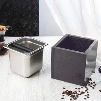 

Coffee Knock Box Container Grounds Square Home Storage Stainless Steel Practical Washable Easy Clean Residue Large Capacity