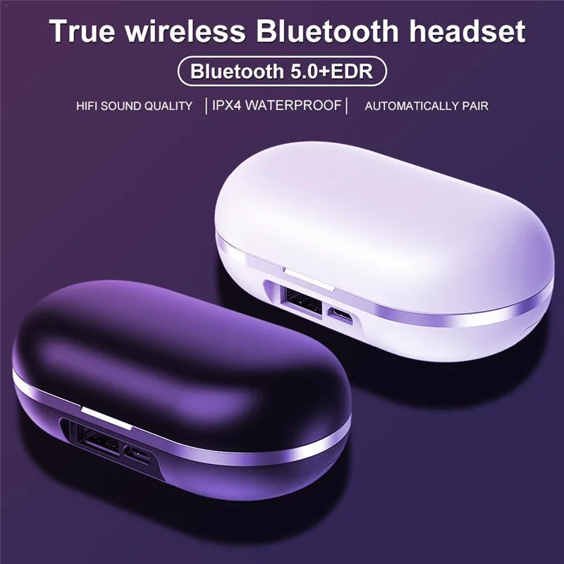 Беспроводные tws Bluetooth наушники многофункциональный набор с 50 мАч черный/белый