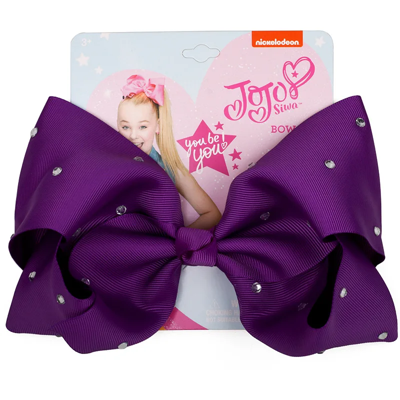 " Jojo Siwa банты большая Лента Узел Мода стразы заколка для волос ручной работы кристалл девушки шпилька аксессуары для волос для детей - Цвет: 8