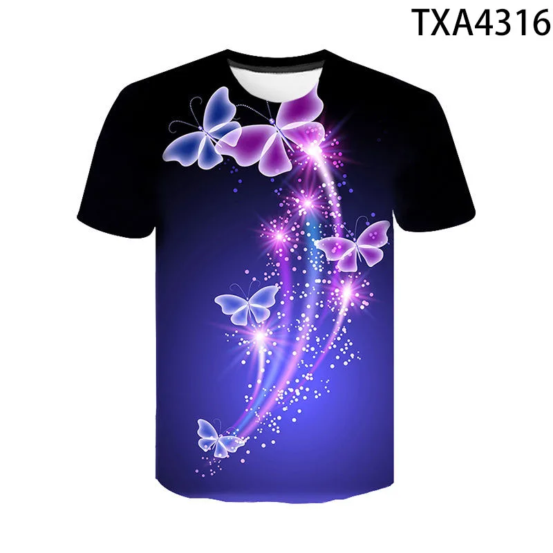 

2020 New Butterfly T Shirts 3D Prined Cartoon Anime Men Women Children T-shirts Short Sleeve Kids Casual Boy Girl Tops Cool Tees