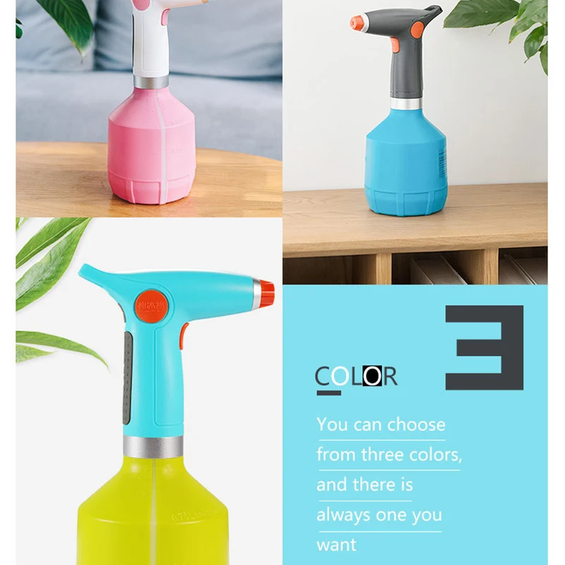 1000Ml USB Rechargeable Electric Spray Bottle Watering Tool for Flower Plant Blue&Black