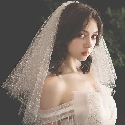 Женская короткая блестящая свадебная вуаль с расческой многослойное моделирование с аппликацией свадебная вуаль короткие свадебные аксессуары