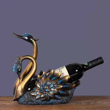 

2020 Sales Elegant Swan Red Wine Rack European Style Retro Colophony Crafts Wine Cabinet Decoration G1761 Animal Resin American
