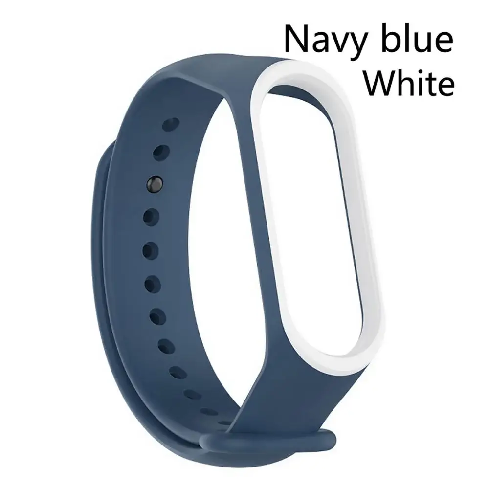 Спортивный силиконовый браслет для mi band для Xiaomi mi Band 3 ремешок Ремешок для Xiaomi mi ремешок для замены mi Band 4 ремешок - Цвет: Navy blue White