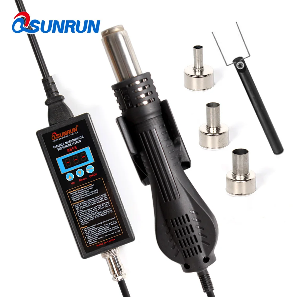 1 Set 8858 110V 220V Portable BGA Rework Solder Station Hot Air Gun LED