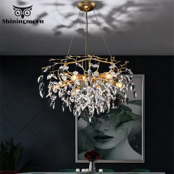 

French Luxury Bedroom Crystal Chandeliers Modern Gold Chandelier Lighting Living Room Hotel Lobby Decor Hanging Light Fixtures