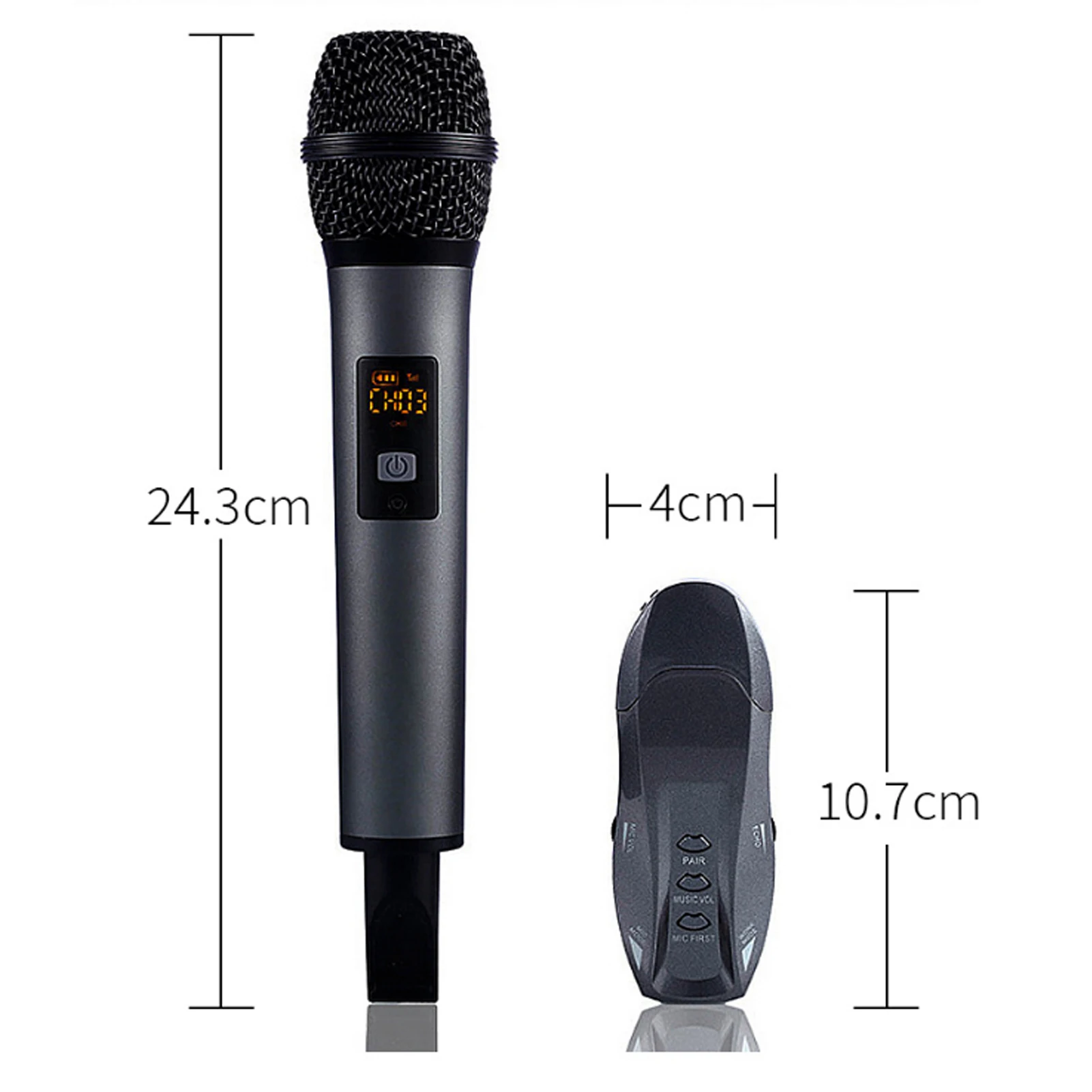 Gris Microphone professionnel Portable K18V, sans fil, USB, Bluetooth