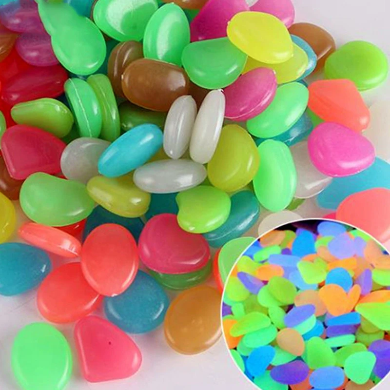 10/25/50Pcs Glow in the Dark Pebble Fish Tank Decor Aquarium Ornaments Luminous Stones for Walkways Garden Path Patio Lawn Decor