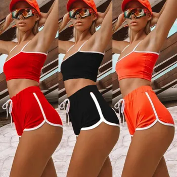 

Soft Stretchy Womens Gym Sport Suit Women Summer 2Piece Set Crop Tops Shorts Bodycon Outfit Short Set