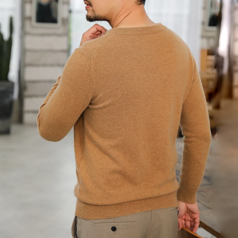 Black Friday LHZSYY 2020Autumn Winter New O Neck Men' Pure Wool Sweater Loose Rhombus Base Shirt Warm Thick Knitted Cashmere Pullover Sweater