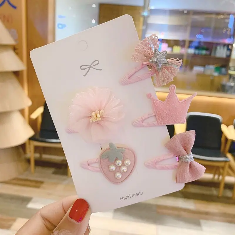 Girls Hair Accessories 5/6pcs/Set Hair Clips for Girls Baby Cute Cartoon Animal Kids Hairpins Flower Barrettes Headdress