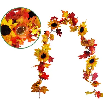 

1Pcs Artificial Autumn Maple Leaves Garland Wall Rattan Plants Hanging Room Party Decor Thanksgiving Wedding Decor 3Colors