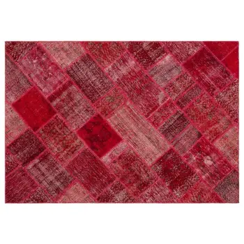 

Handmade Red Vintage Overdyed Patchwork Area Rug 160x230 Cm-5'3''X7'7''
