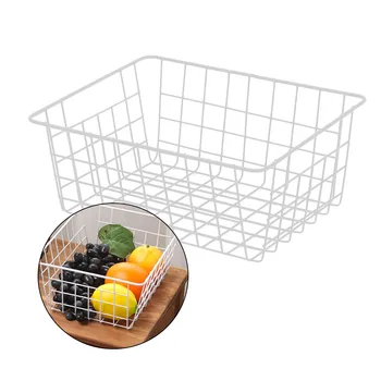 

Rectangle Hollow Storage Basket Desktop Metal Snacks Fruit Rack Holder Kitchen Bathroom Sundries Organizer