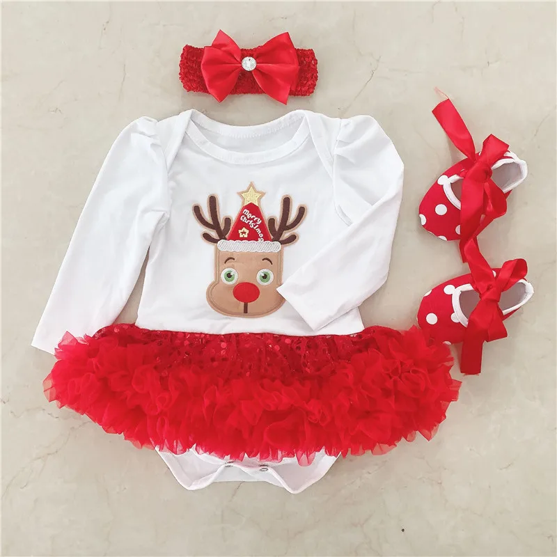 Рождественский костюм для малышей хлопковое платье из кружева для новорожденных с длинными рукавами Bebes рождественские вечерние платья для младенцев маскарадные подарки - Цвет: Оранжевый