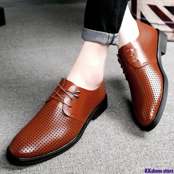 

Men's Dress Shoes Spring Summer Men Casual Shoes Lace-up Male Wedding Dress Shoes Leather Handmade Moccasins Man Driving Shoes