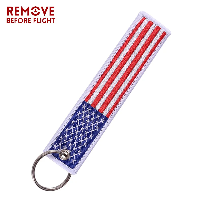 Remove Before Flight США брелок для ключей «флаг» брелок с вышивкой для автомобилей мотоциклы ключи подарок OEM брелок для ключей Модные украшения