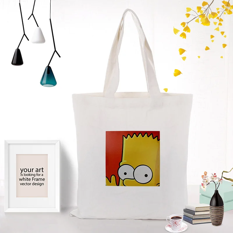 SIMPSON15 Холст сумка для покупок Симпсон текст DIY ежедневное использование пользовательский принт Логотип эко многоразовая утилизация - Цвет: SIMPSON15