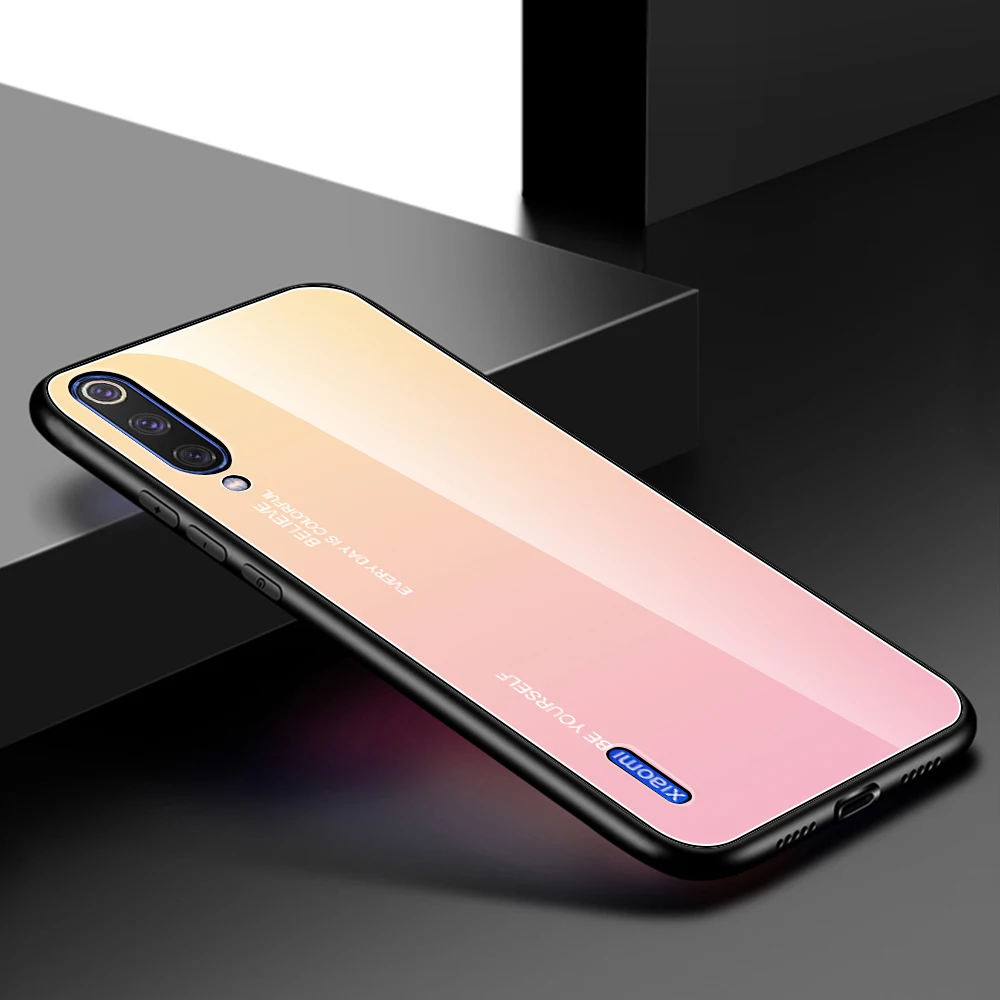 Цветной стеклянный чехол для Xiaomi mi A3 A2 A1, чехол из закаленного стекла для Xiaomi mi A3 mi A2 mi A1, чехол для телефона, силиконовый бампер - Цвет: 01