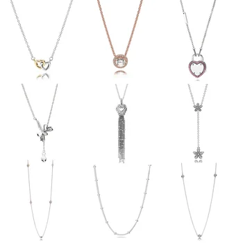 

Poetic Bloom Lock Your Promise Dazzling Daisies Classic Elegance Necklace For Women Pandora Jewelry 925 Sterling Silver Necklace