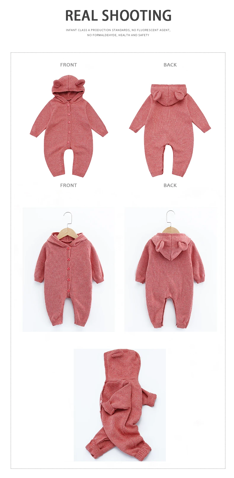 TinyPeople/хлопковый Детский комбинезон; Зимний вязаный комбинезон с капюшоном; Теплая Одежда для новорожденных; Осенний комбинезон для мальчиков и девочек; Модная одежда