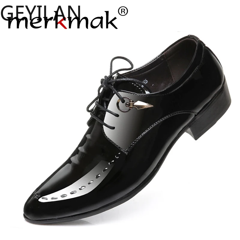 

New Fashion Italian Designer Formal Mens Dress Shoes Genuine Leather Black Luxury Wedding Shoes Men Flats Office Oxfords
