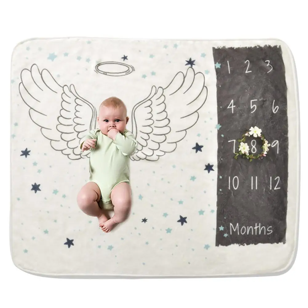 

Baby Milestone Blanket Baby Photography Props Blanket Newborn 12 Monthly Photo Props Angel Wings Background Blanket Kid Shooting