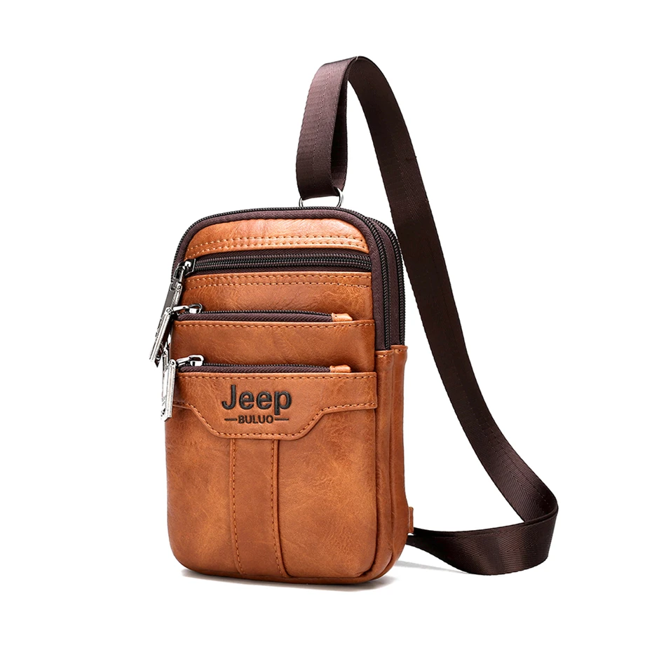 JEEP BULUO Men Shoulder Messenger Bags Small Multi-function Sling Chest Bag Legs Waist Bag For Man New Fashion Casual Crossbody