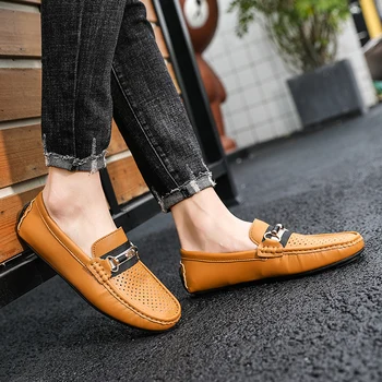 

Men's Causal Shoes Moccasins 2020 New Summer Men Leather Shoes Breathable Classic Big Size 45 46 Brand Fashion Sneakers for Men