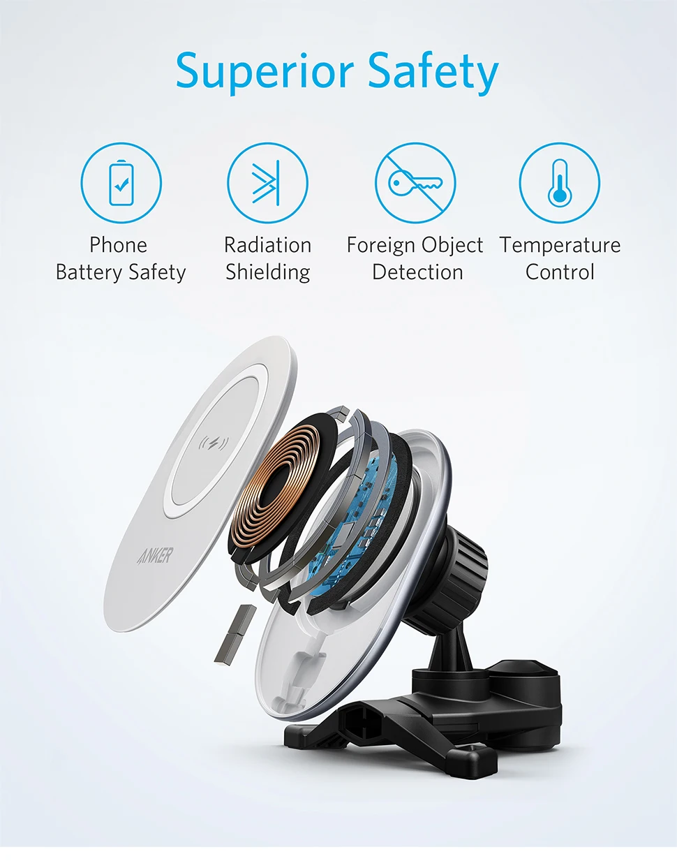 Gadgetoo Anker Powerwave Magnetic Car Charging Mount Gadgetoo Anker Powerwave Magnetic Car Charging Mount