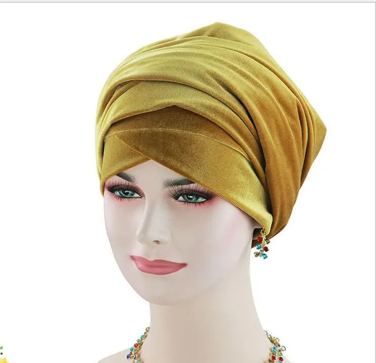 

1 piece Women Velvet Turban Hat Soft Headwear Turbante Musilim Turban Hair Accessories