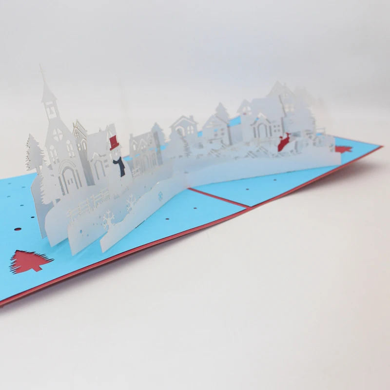 3D ручной работы мультфильм Снежинка Белая Деревенская бумага Пригласительные открытки Открытка с Рождеством детский подарок на год