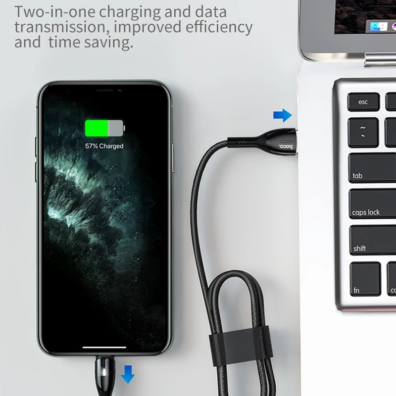 HOCO цинковый сплав usb кабель для iphone 11 Pro Max XR Xs X 8 7 ipad2 Быстрая Зарядка Кабели