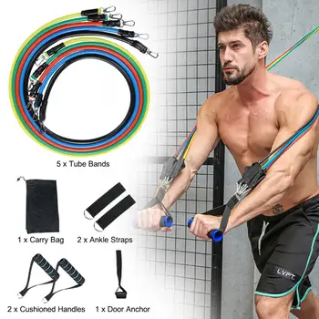 

11 Pcs/Set Latex Resistance Bands Crossfit Training Body Exercise Yoga Tubes Pull Rope Chest Expander Pilates Fitness with Bag