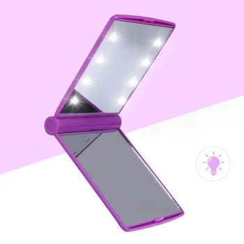 

Foldable Led Makeup Mirror Light Square With Two-Sided Handheld Makeup Mirror
