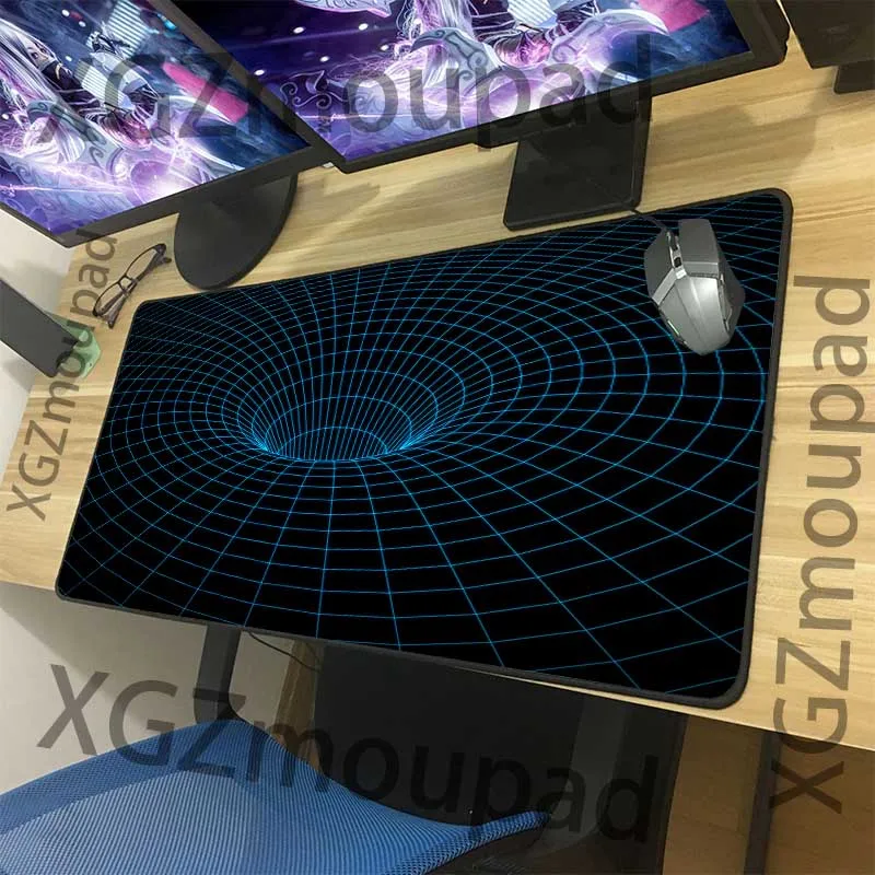 Большой игровой коврик для мыши XGZ с черной застежкой по краям спиральный