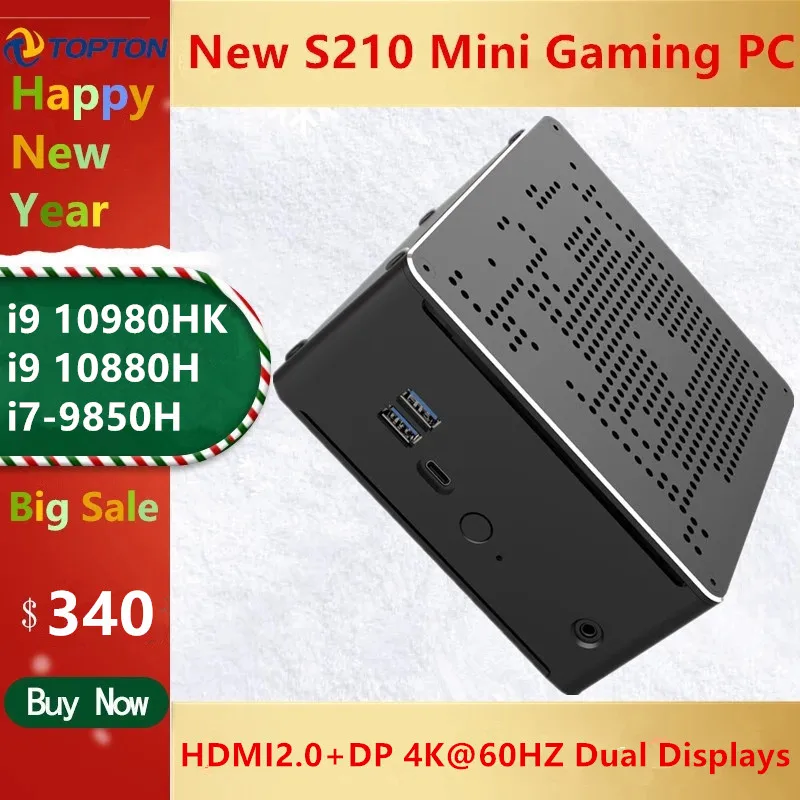Игровой мини-ПК S210 Intel Core i9 10980HK 10880H 2 * lan DDR4 M.2 NVME Micro компьютер Windows 10 Linux 4K HTPC HDMI DP |