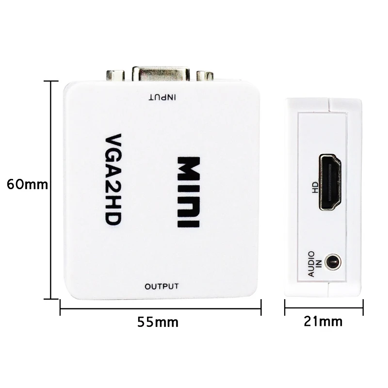 1080P VGA to HDMI-compatible Adapter Converter Connector VGA2HD With Audio Port for PC Laptop for HDTV Projector Video Box vga to hdmi converter