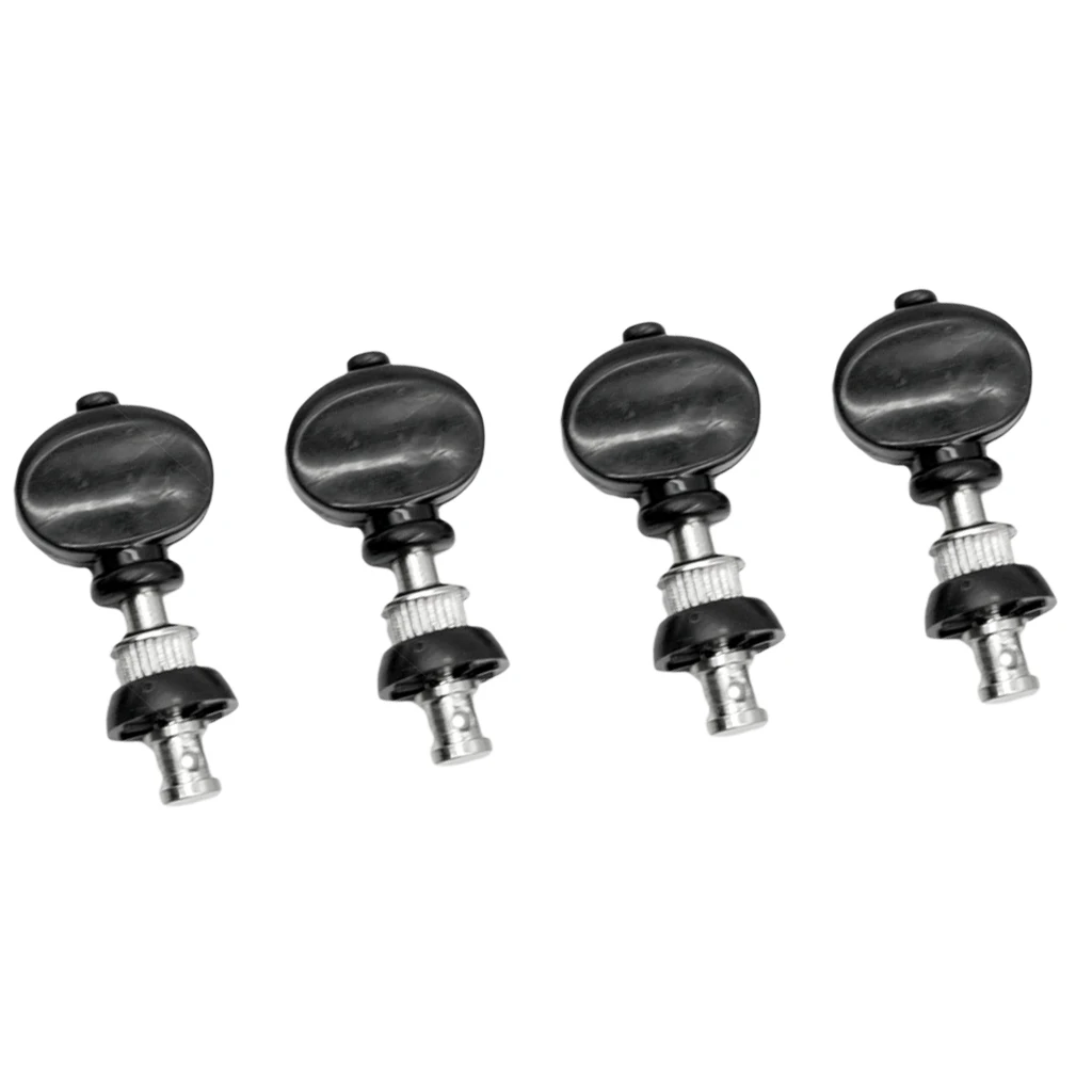 Pack of 4 Straight String Tuning Pegs Pin Black+Silver for Ukulele 4 String Guitar Replacement Parts