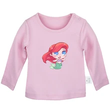 Милые футболки с изображением Русалочки Ариэль Пи для новорожденных мальчиков и девочек; футболки с длинными рукавами и графическим принтом для малышей