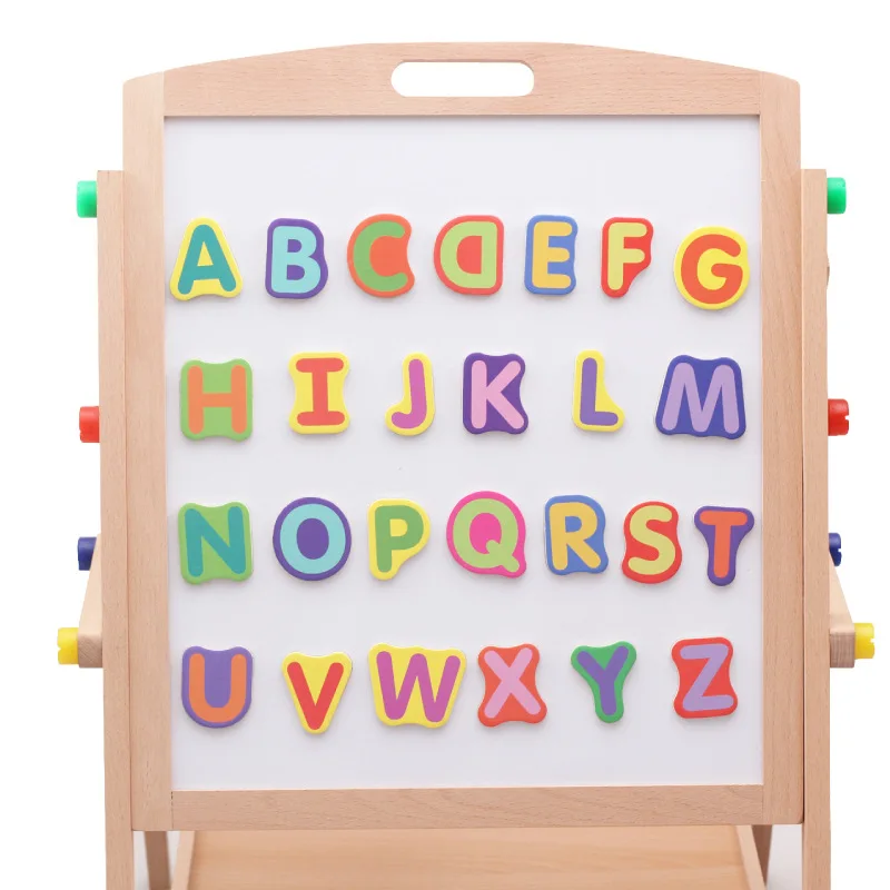 

Wooden Building Blocks CHILDREN'S Drawing Board Easel Small Blackboard Height Adjustable Braced Magnetic Drawing Board Baby Gift
