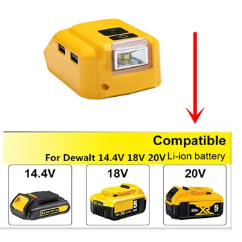 

Newest Adapter Portable LED Light Working Lamp with two USB for Mobile Phone Charger suit For Dewalt 18V 20V Li-ion Battery