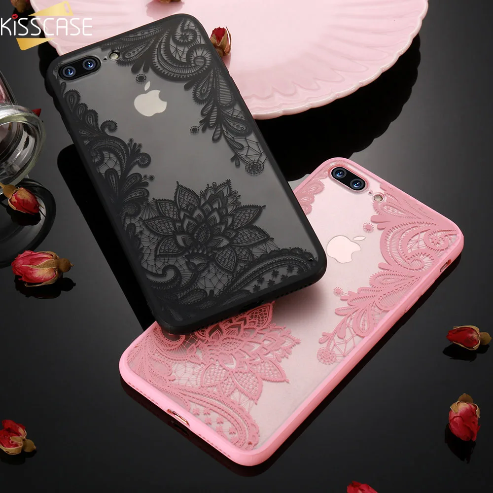 KISSCASE Lace Flower Case For iPhone 8 Plus 8 7 Vintage Floral Case For iPhone 7 6S 6 Plus 5S 5 XS Max XR X 10 11 Pro Max Funda
