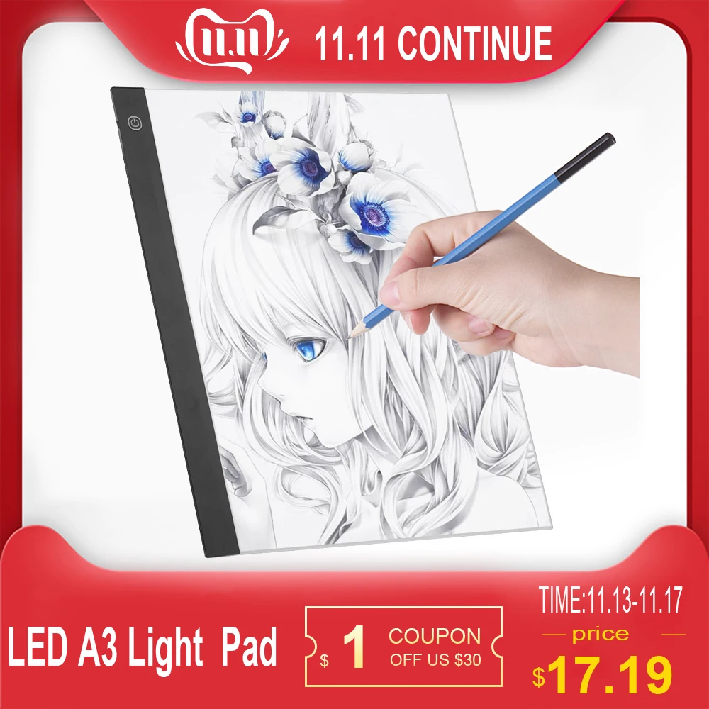 Price LED A3 Light Panel Graphic Light Pad Digital Copyboard with 3level Dimmable Brightness for Tracing Drawing Copying light pad a3