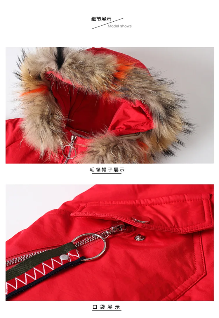 New Style Middle And Large Girls Padded Cotton Clothes Thick Cotton Coat down Jacket Cotton-padded Clothes Genuine Fur Coll