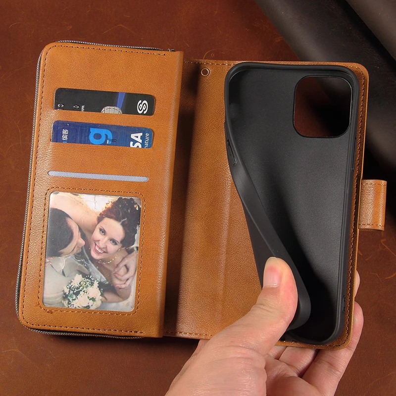 Carteira de Couro Case do Telefone para o Iphone Case da Aleta Case do Livro para o Iphone Zíper x xr xs se 2021 8 7 6s Mais Capa 12 11 Pro Max 8 para o iphone 12 11 pro max