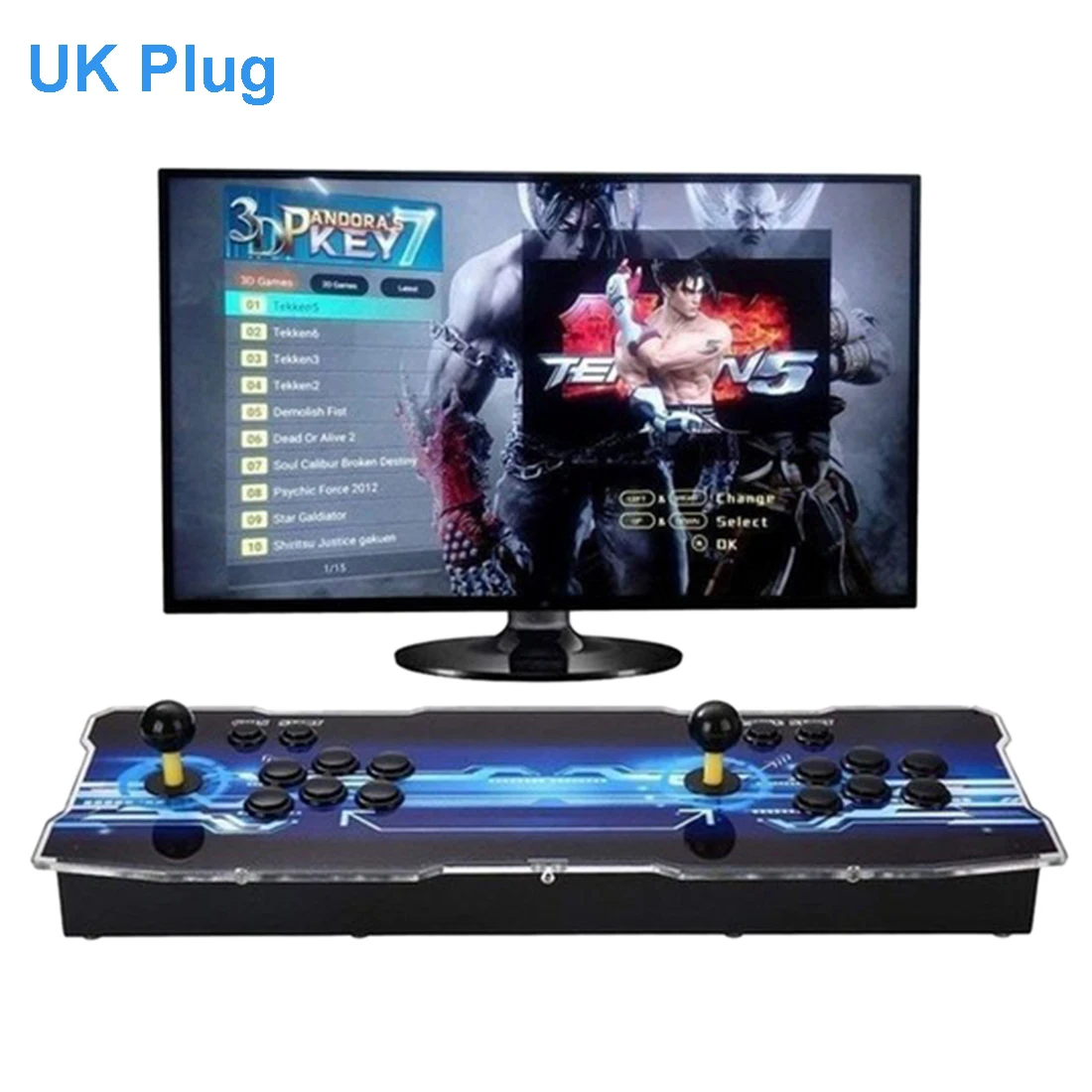 

1388-In-1 Household Arcade Game Console Boxing Battle Controller With Double Rocker - UK/AU/US/EU Plug Black Button